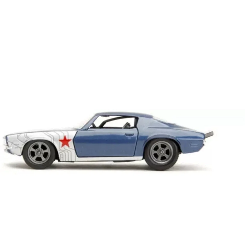 1973 Chevrolet Camaro Dark Blue Metallic with Gray Stripes and Winter Soldier by